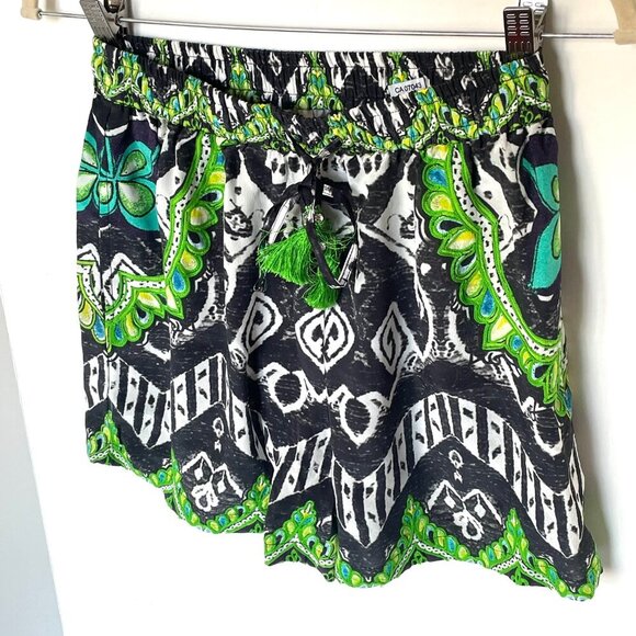 Rococo Sand Silk Beaded Mini Shorts Green Small - Picture 4 of 7